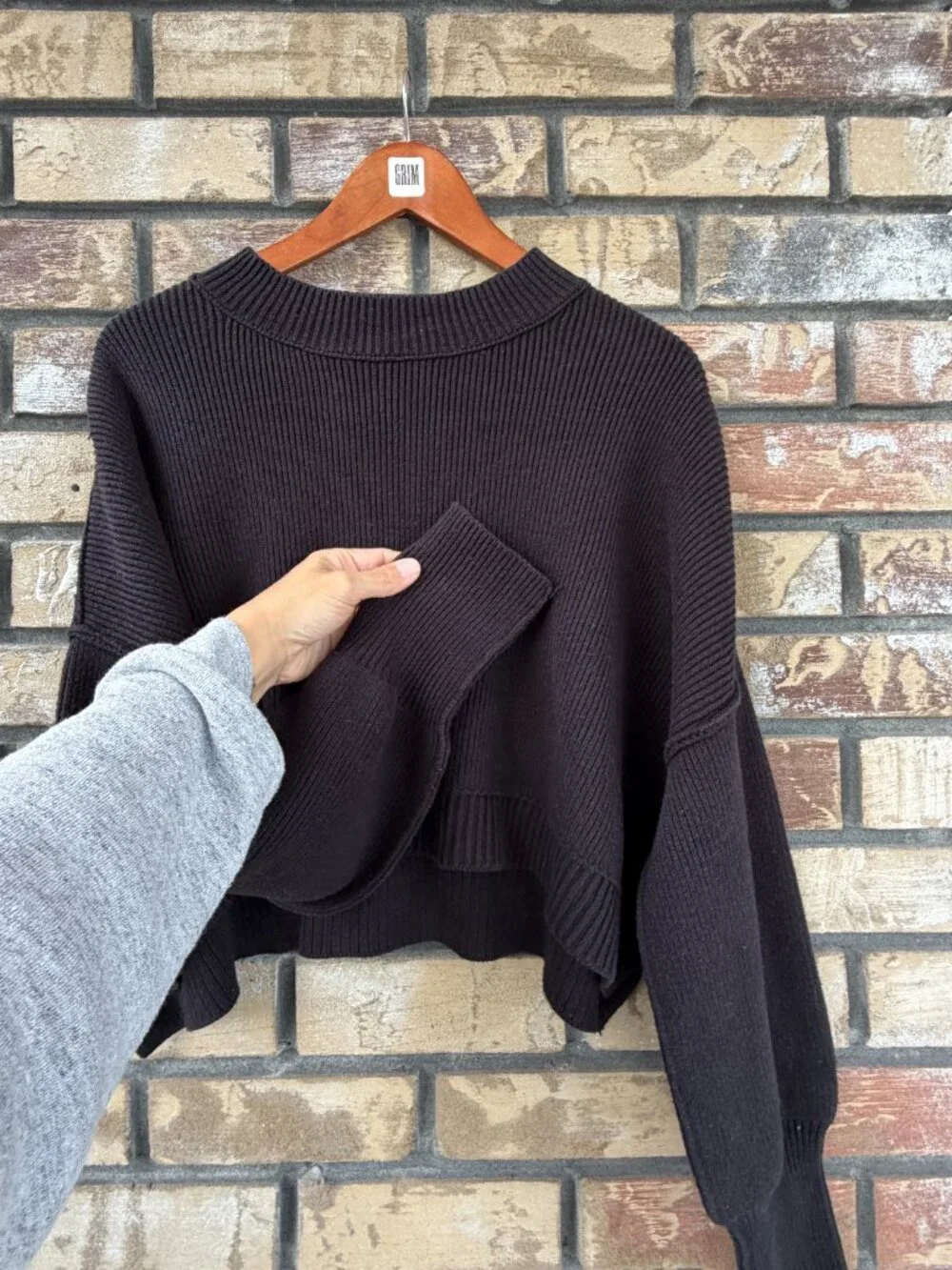 ☀️ Free People Easy Street Cropped Knit Sweater Black Small S